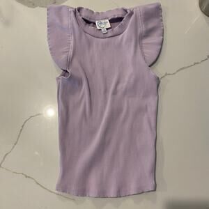 Blue Rain Francesca's Women Lilac Purple Tank Top with Ruffled Sleeves SZ S